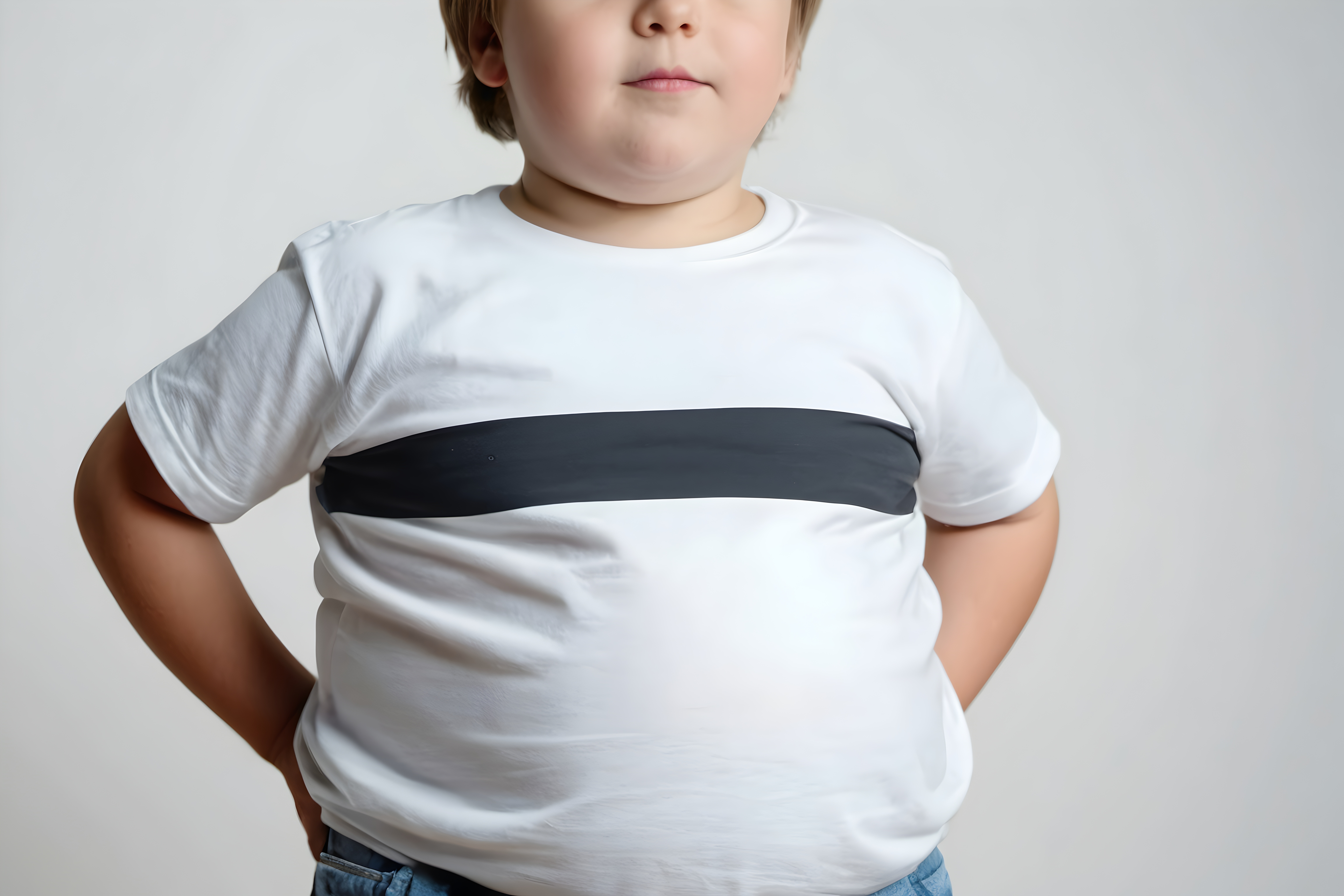 Ünergewichtiges Kind Kleidung spannt